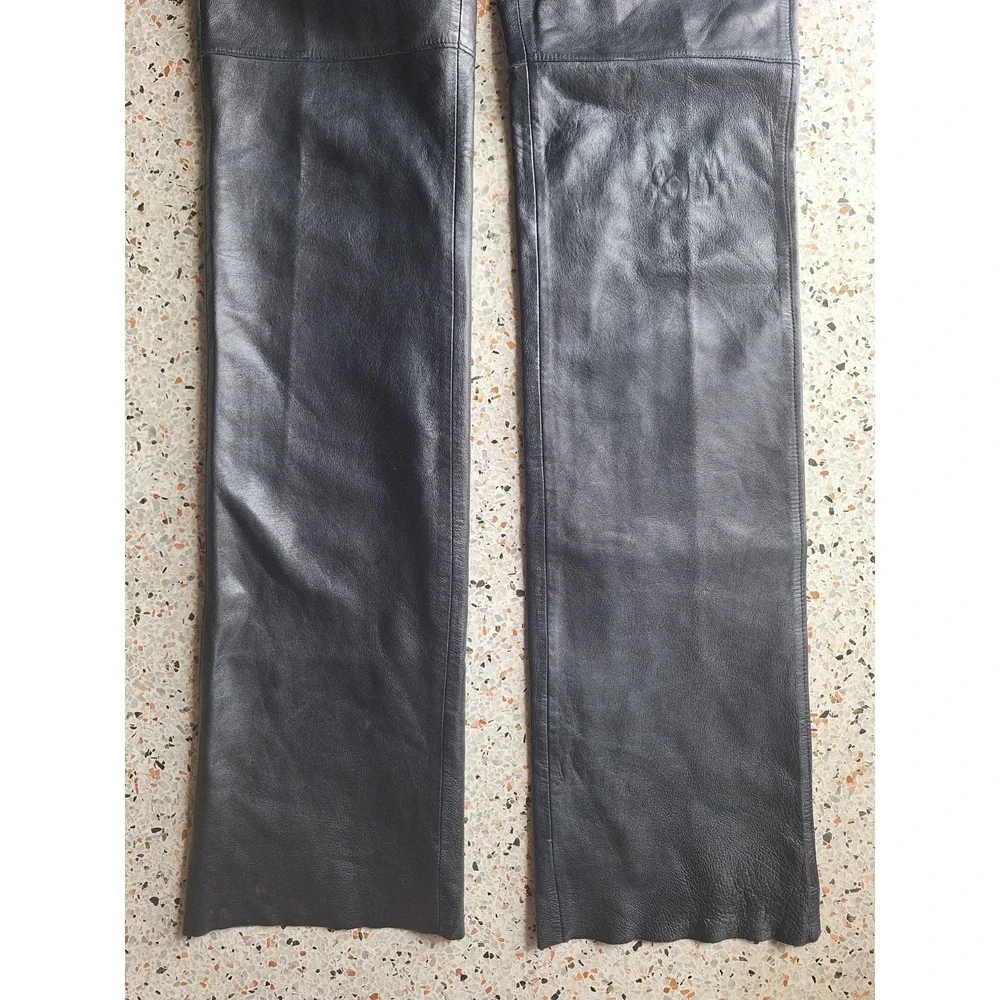 Hugo Buscati 100% Genuine Leather Full Length Moto Lined Pants - Picture 4 of 12